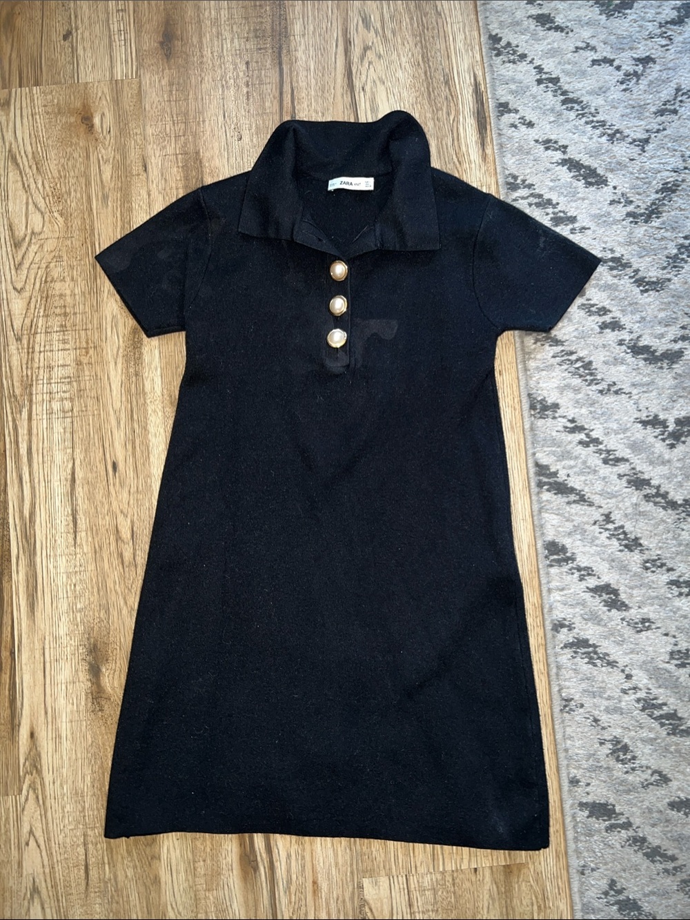 Zara Black Polo Dress with Gold Buttons EUC - Picture 2 of 7